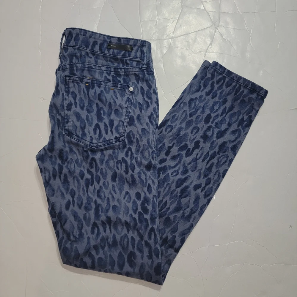 Anthropologie Pilcro And The Letterpress Skinny Jeans Size 25 Blue Leopard - Picture 3 of 12